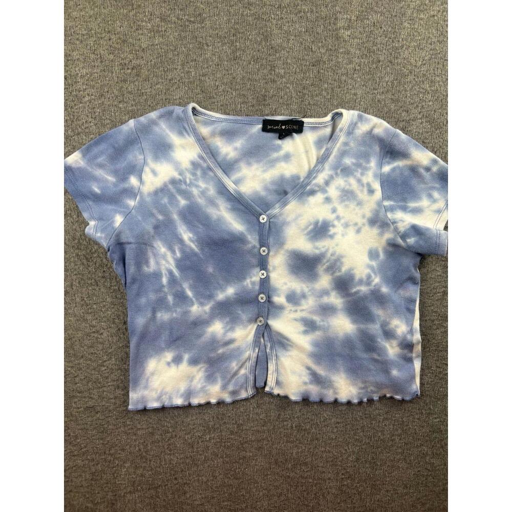 Social‎ Scene Tie-Dye Button-Front Crop Top Size Medium